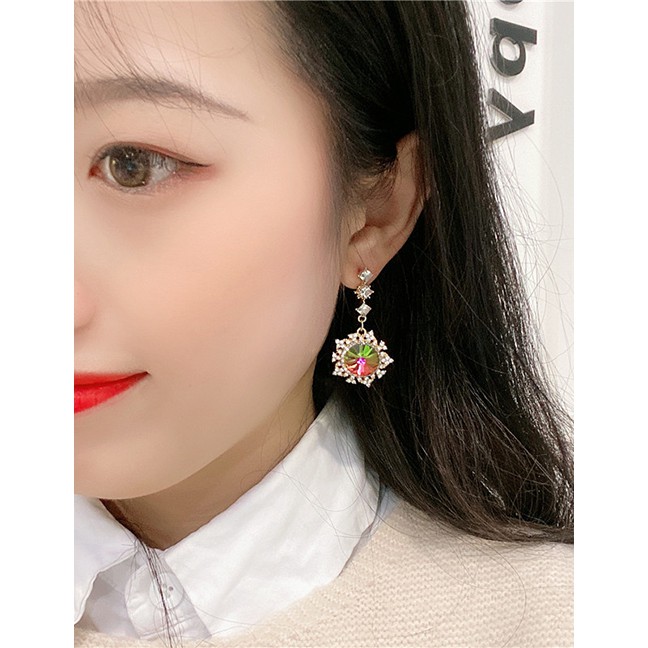 LRC Anting tusuk Fashion Color Diamond Earrings With Diamonds And Alloy Gems D80614