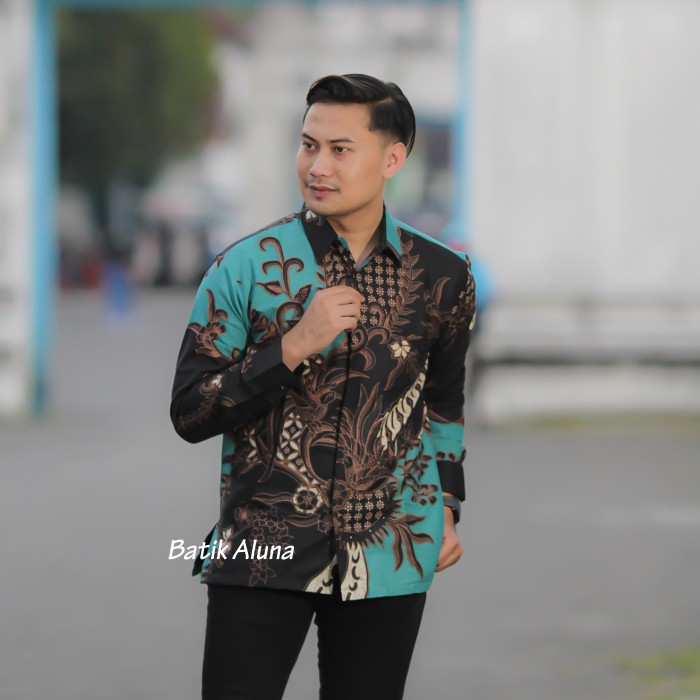 Baju Kemeja Batik Pria Modern Slimfit Premium Solo Pabrik Batik Aluna PCW 076