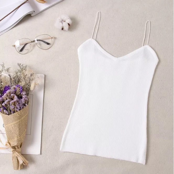 Nicebra Korea Knit Tank Top Wanita / Kamisol Rajut / Tanktop Polos Import 4030