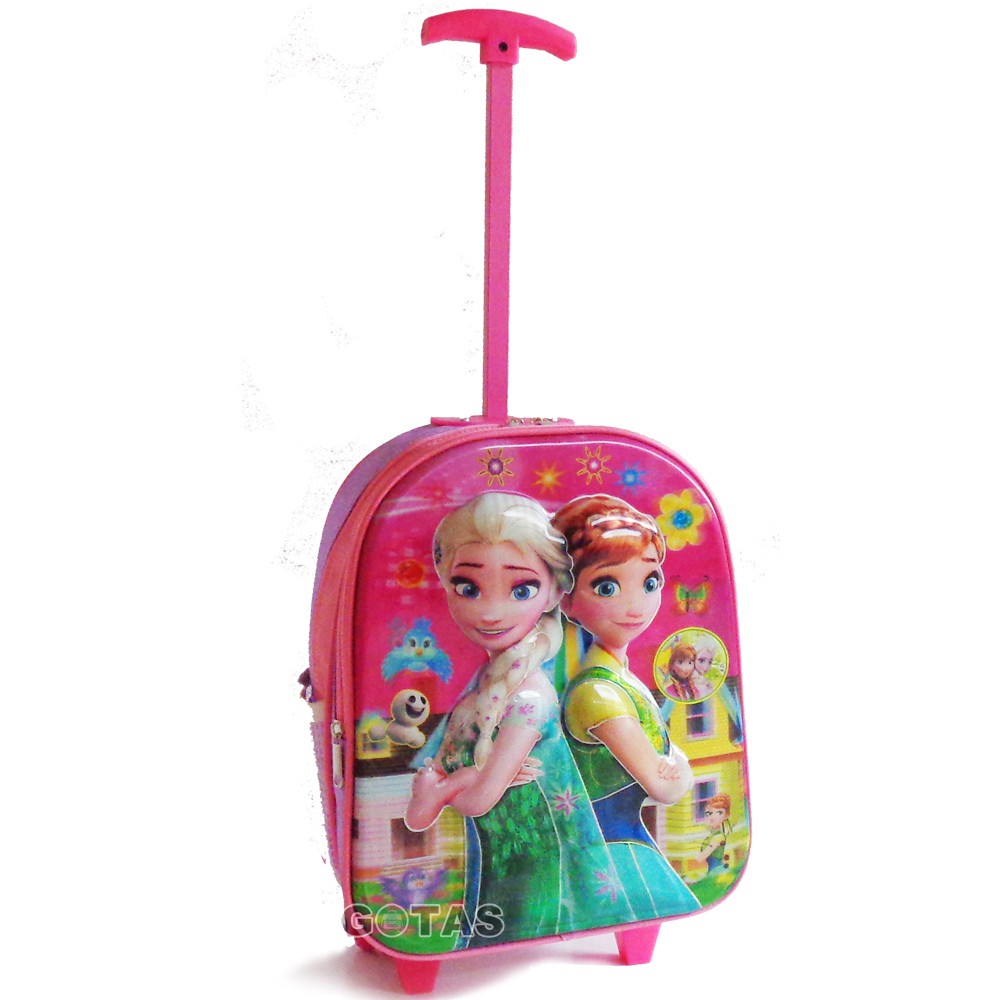 Tas Roda Troli Frozen 7D 2K Pink Trolley Anak Sekolah TK Tas Roda Troli Frozen 7D 2K Pink Trolley Anak Sekolah TK