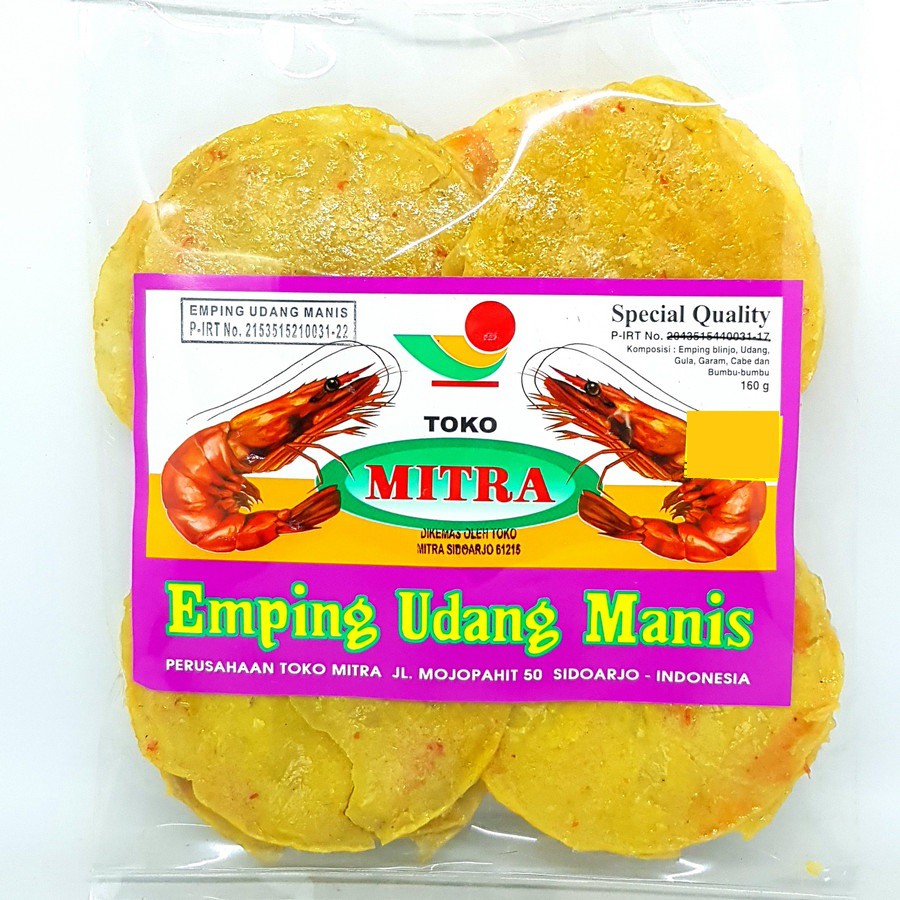 

MITRA EMPING UDANG MANIS / PEDAS 160gr | BLINJO BELINJO MLINJO KHAS SIDOARJO