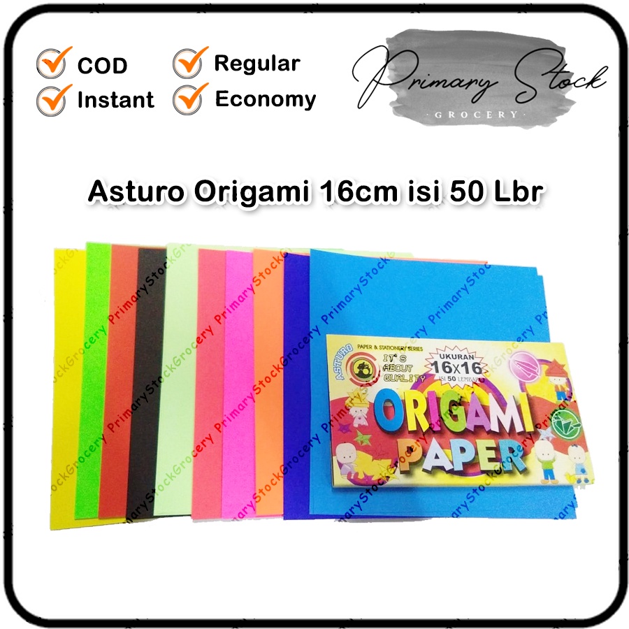 

Origami 16x16 cm Kertas Warna Warni Lipat Asturo isi 50 Lembar 10 Warna