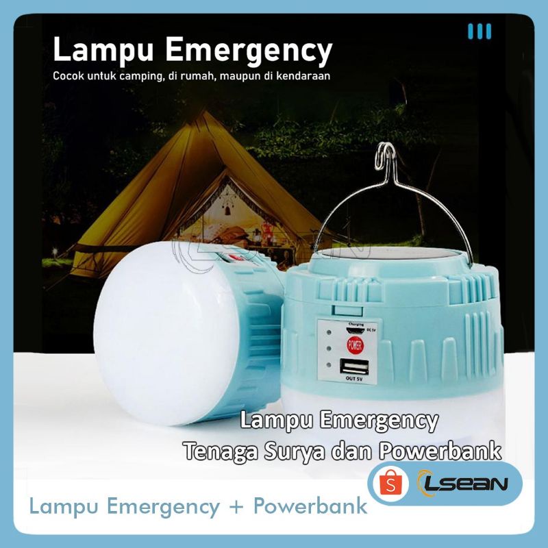 LAMPU EMERGENCY LED TENAGA SURYA /BISA UNTUK POWERBANK LAMPU CAMPING