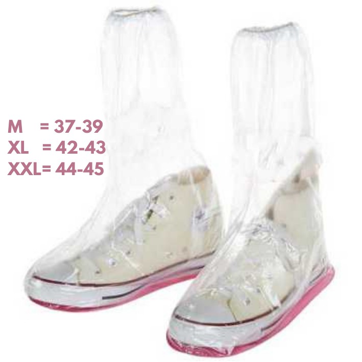 Jas Hujan Sepatu Cover Sepatu Anti Air Hujan Transparan Pelindung Cover Shoes Rain-Pink Transparan