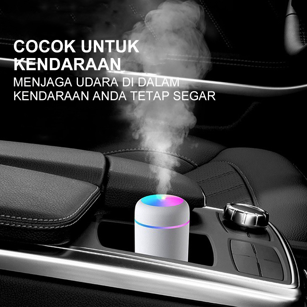 Humidifier Diffuser Berwarna-Warni LED Light Hening Purifier Pelembab Udara 300ML-4