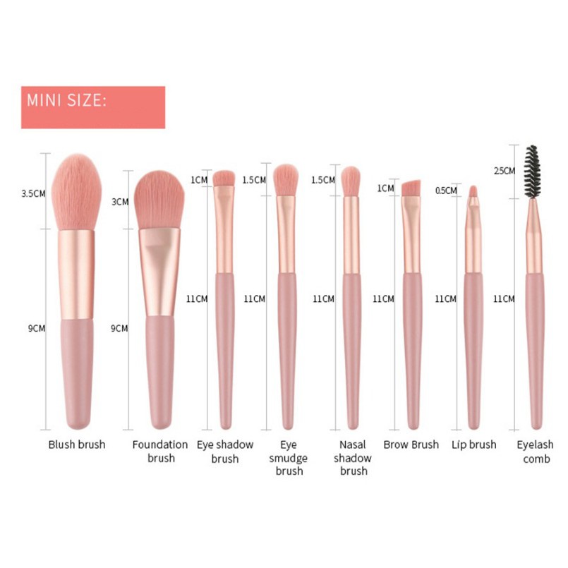 Mini Premium Brush Set 8 Pcs Brush Make Up Set Makeup Brush Set Kuas Make Up Set Brush Set