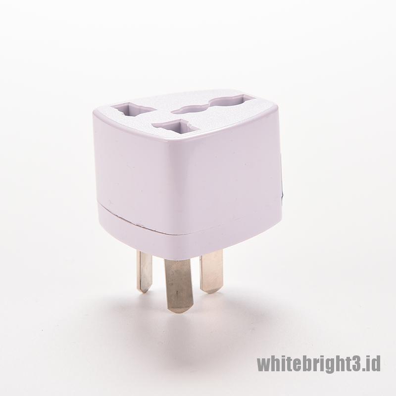 &lt; White3 &gt; Adapter Power AC 3-pin Plug US / EU Ke AU / AU Universal Untuk Travel