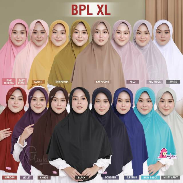 Bergo Jumbo Miulan Dewasa BPL XL Plain Laura Dewasa Jilbab Serut Miulan Hijab Syari