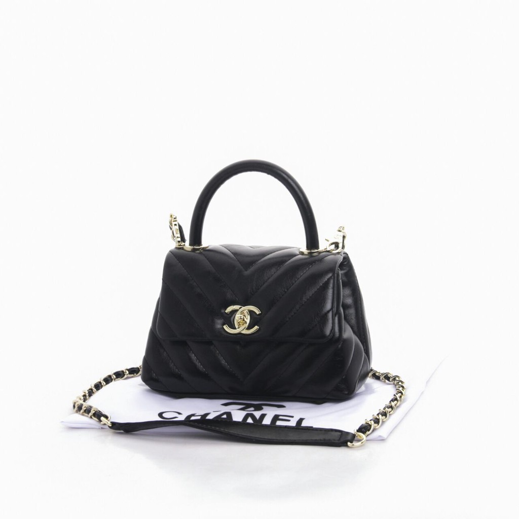 Tas Chanel Coco Top Handle Chevron Mini Hitam Seprem 2011V