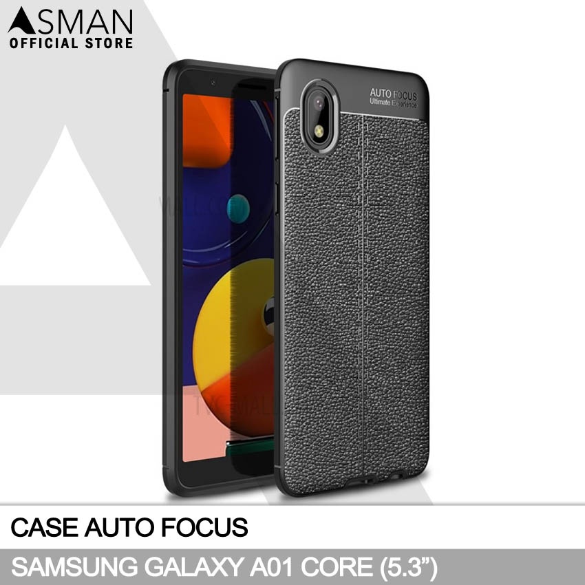 Auto Focus Samsung Galaxy A01 Core (5.3&quot;) | Soft Case Leather Premium - Hitam