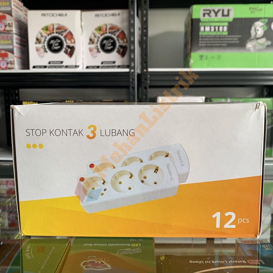 Stop Kontak Bright-G 3 Lubang 3 Lobang BG-813 Kuningan SNI Tanpa Kabel