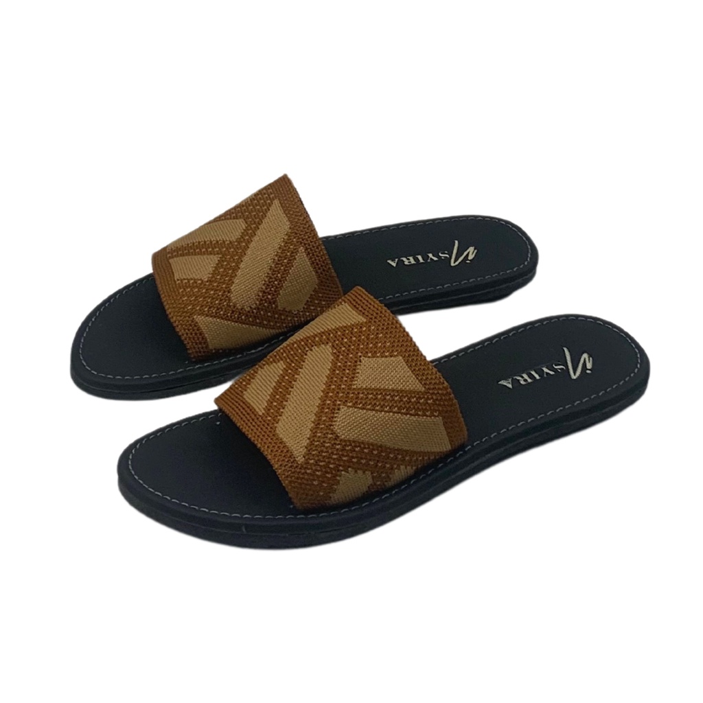 Insyira - Sandal Wanita Isyana / Sandal Selop Wanita Non Slip / Sandal Rajut Alas Hitam