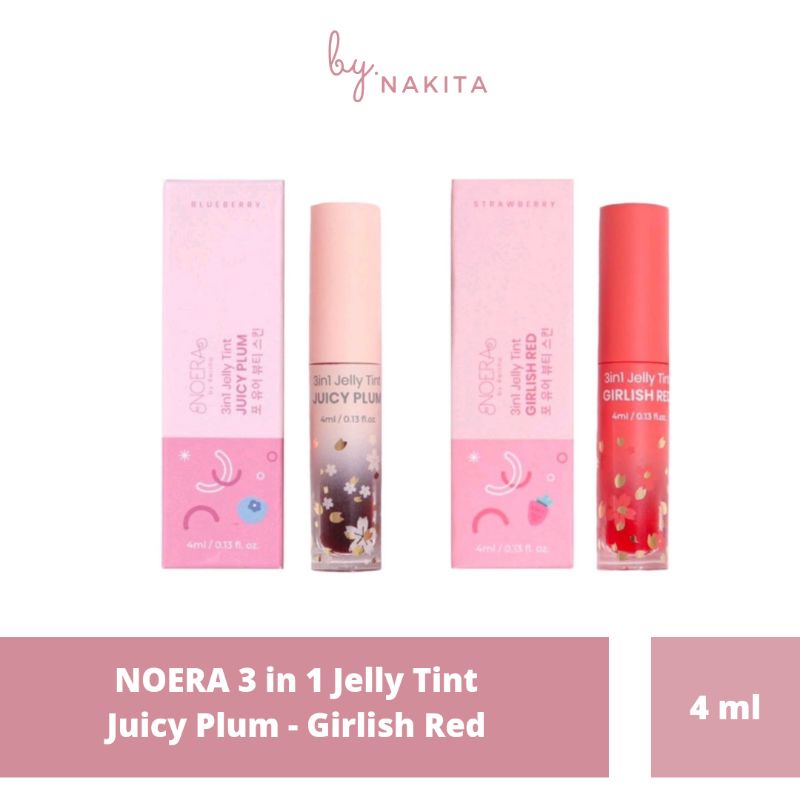 NOERA 3 in 1 Jelly Tint - Juicy Plum - Girlish Red