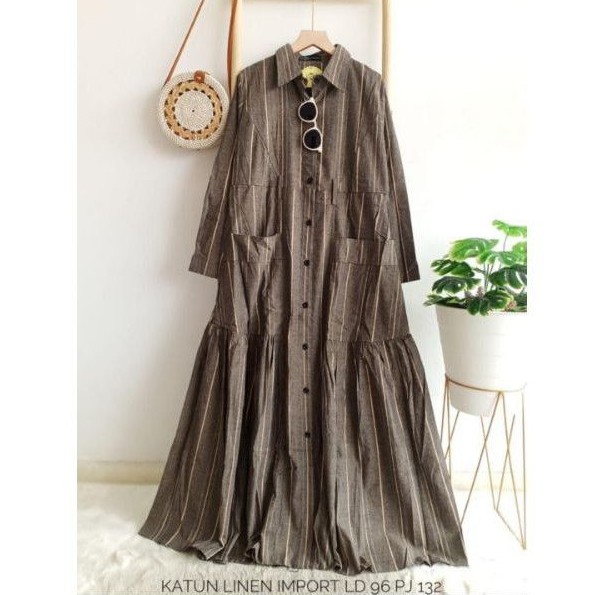 Gamis katun linen import ld 96 cm