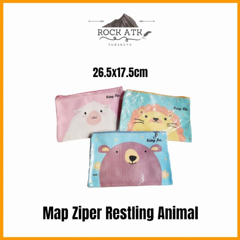 

Map Data Pocket File Map Zipper Tempat Pensil Alat Tulis Pensil Besar Ukuran A5 Animal 26.5x17.5cm