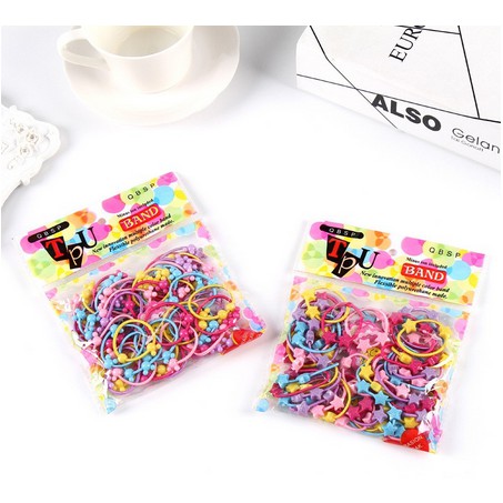 (1pack) Ikat Rambut Karet warna Karakter Kuncir Rambut Bulat Lucu MX1022 ZIO