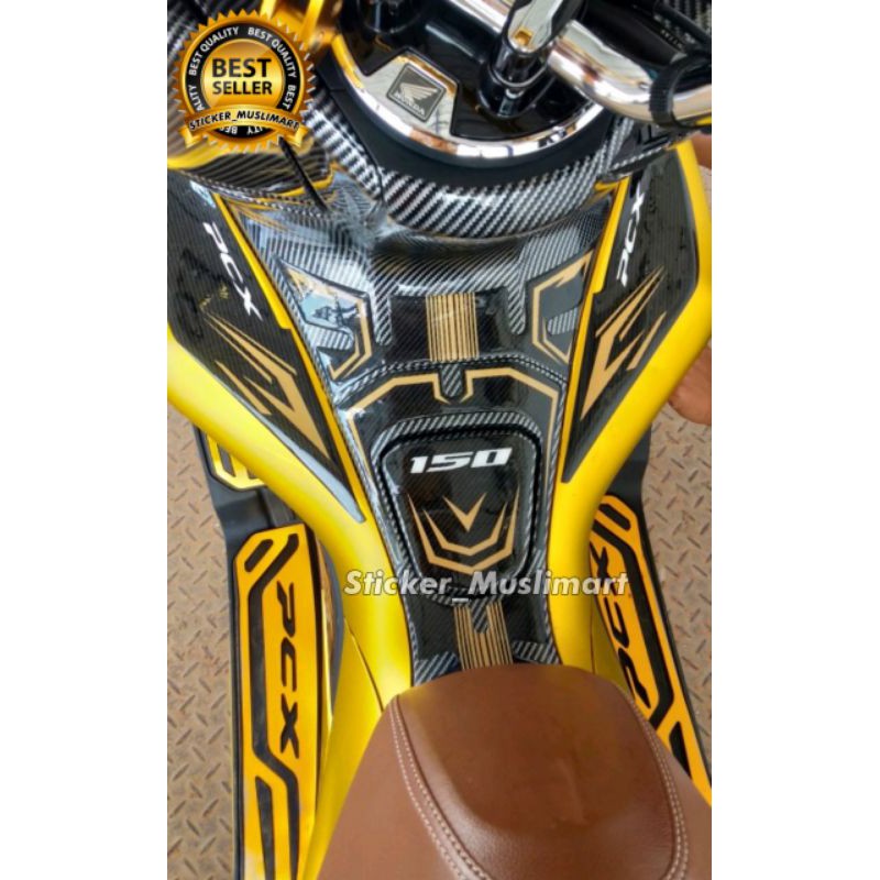 SIDEPAD TANKPAD PCX 150 MOTIF CARBON GOLD MERAH ABU HIJAU