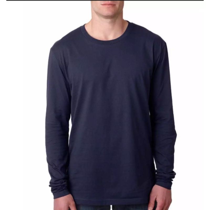 kaos polos lengan panjang warna biru navy