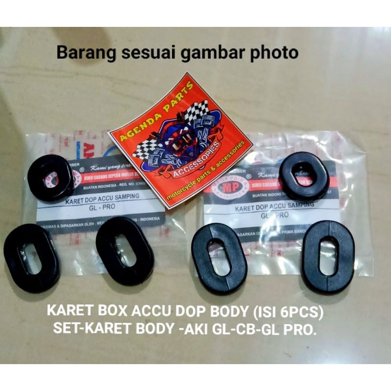 KARET BOX ACCU DOP BODY (ISI 6PCS) SET-KARET BODY -AKI GL 100-HONDA WIN 100-CB 100-GL PRO-SESUAI GAMBAR PHOTO