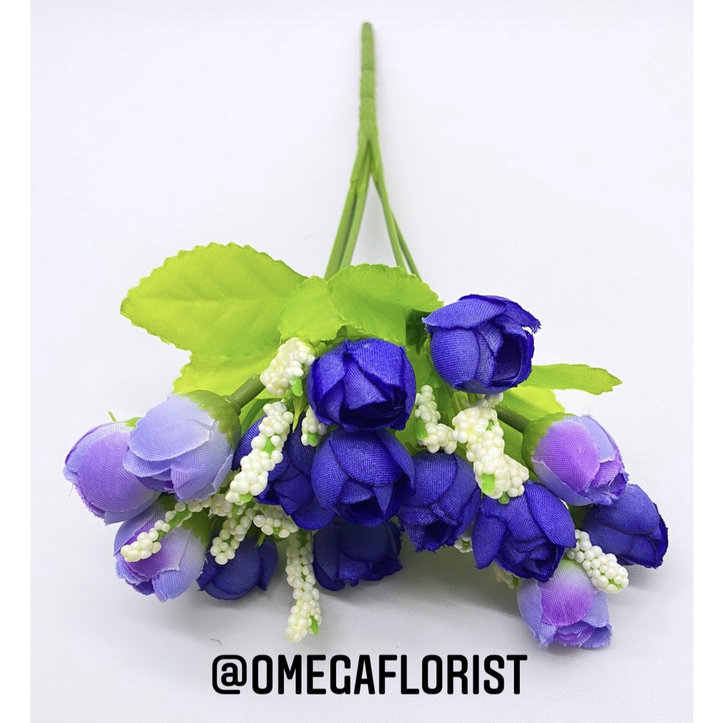 Bunga Kuncup Mini Artificial Bunga Artificial/Bunga Plastik/Bunga Dekorasi/Dekorasi Rumah/ Hiasan-Biru Gradasi