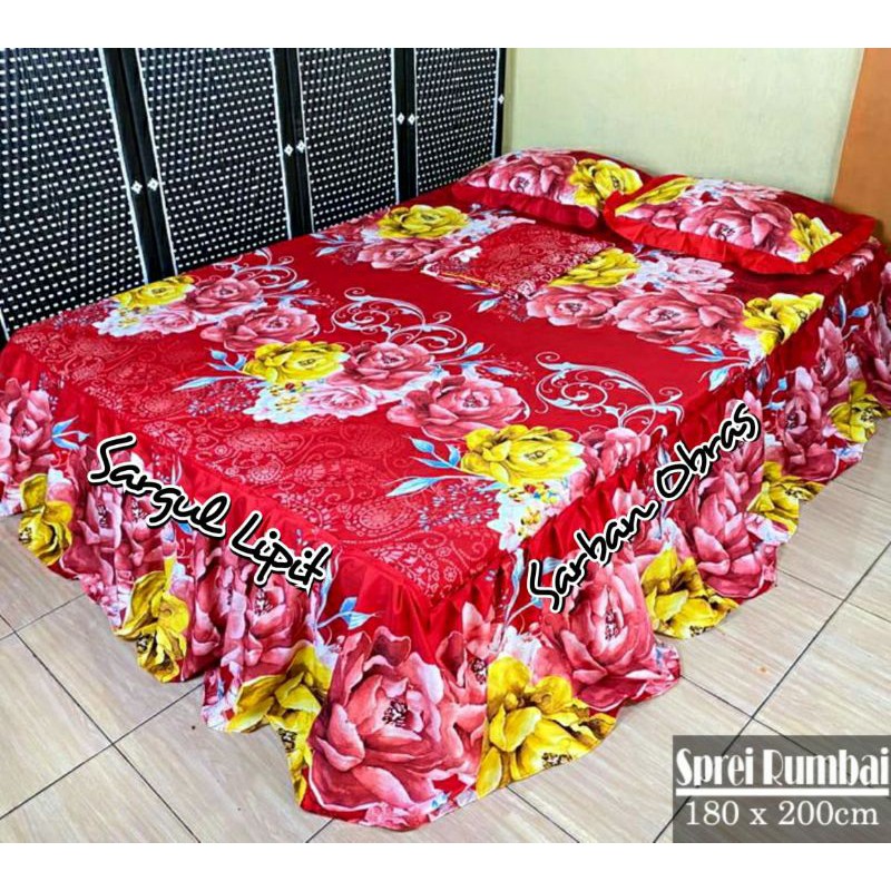 Sprei Rumbai Homemade Motif Bunga kuning pink size 180 ataya sprei
