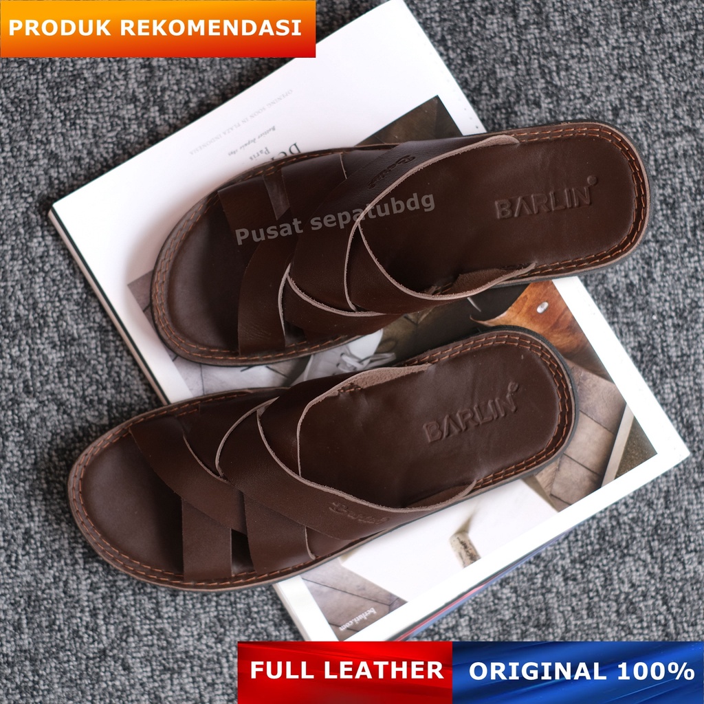 Sandal Slop Kulit Pria Distro Casual Original - Sendal Slide Kulit Casual Pria