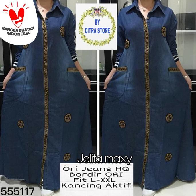 DROPSHIP OKE NEW JELITA MAXY GAMIS LONGDRESS BAJU TERUSAN WANITA JEANS MURAH MODIS