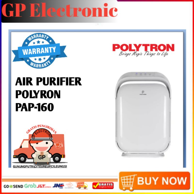 Purifikasi Udara Polytron PAP160 60m² - Putih, HEPA Filter & UV Lamp