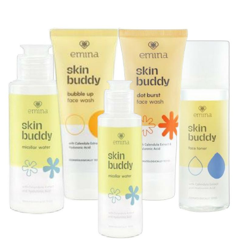 EMINA Skin Buddy Bubble Up Wash l Dot Brush l Face Wash 60mL l Micellar Water 50mL 100mL l Toner