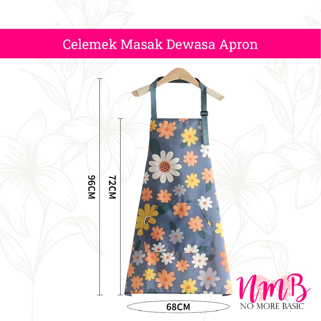 Celemek Masak Dewasa Apron Motif Polos &amp; Floral