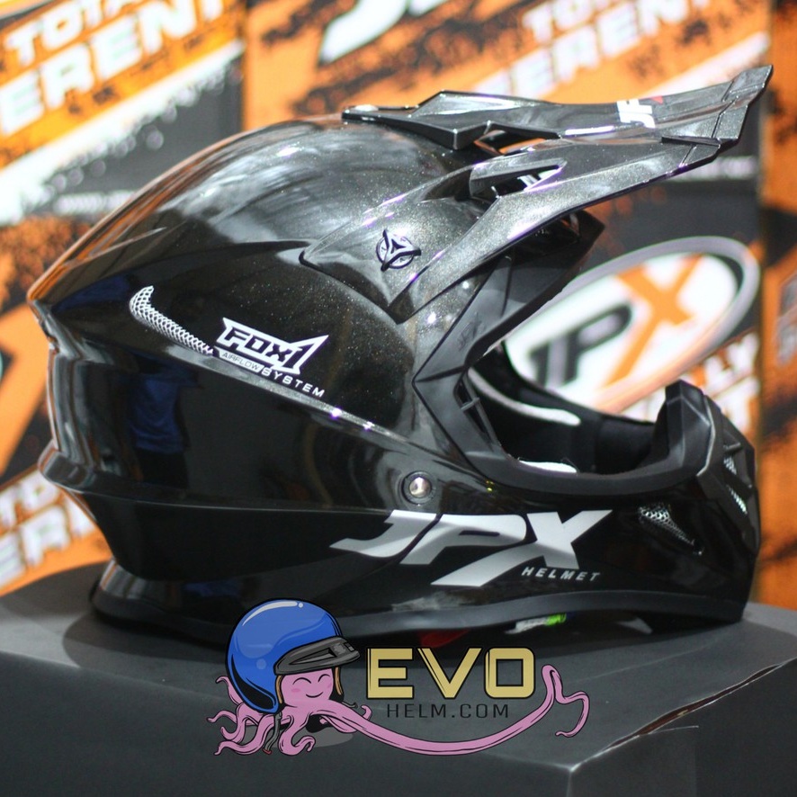 HELM JPX CROSS_SOLID - BLACK MET / SILVER + GOOGLE SNAIL (ONGKIR 2 KG) HELM JPX TERBARU