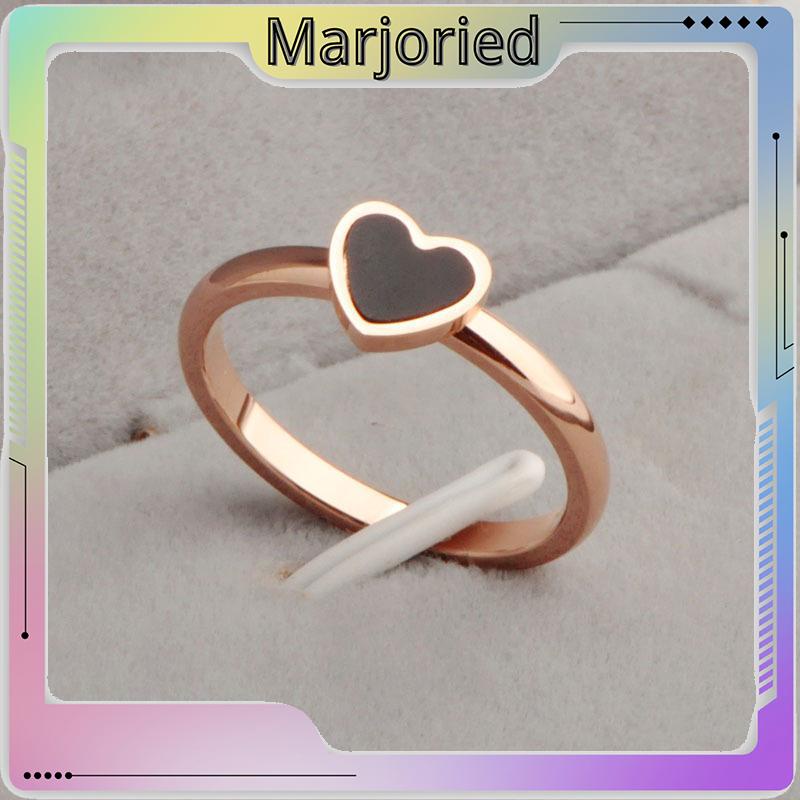 Korean Cinta Hati Cincin Titanium Lapisan Emas Model  Rose Gold-MJD