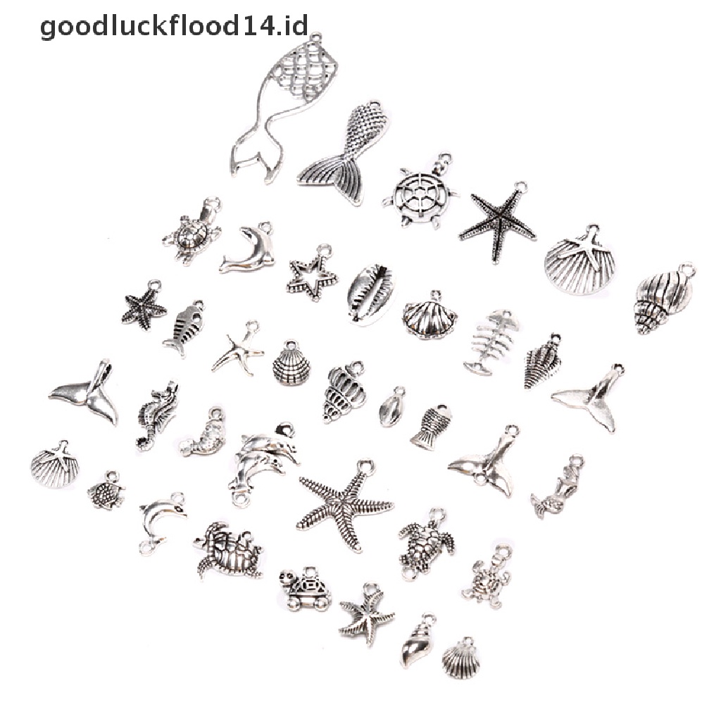 [OOID] 40Pcs/Set Mixed Vintage Sea Animal Charms Pendant DIY Craft Jewelry Findings ID