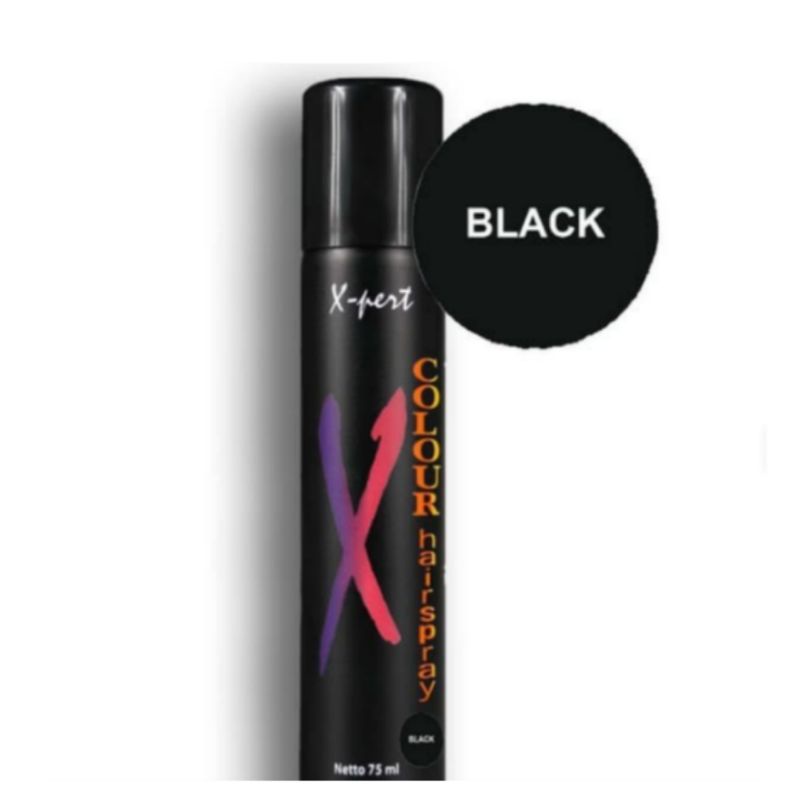 Xpert hairspray BLACK Pewarna rambut non permanen hair spray expert hair color