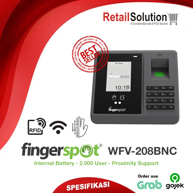 Mesin Absensi Fingerprint - Fingerspot Revo WFV-208BNC / WFV208 BNC