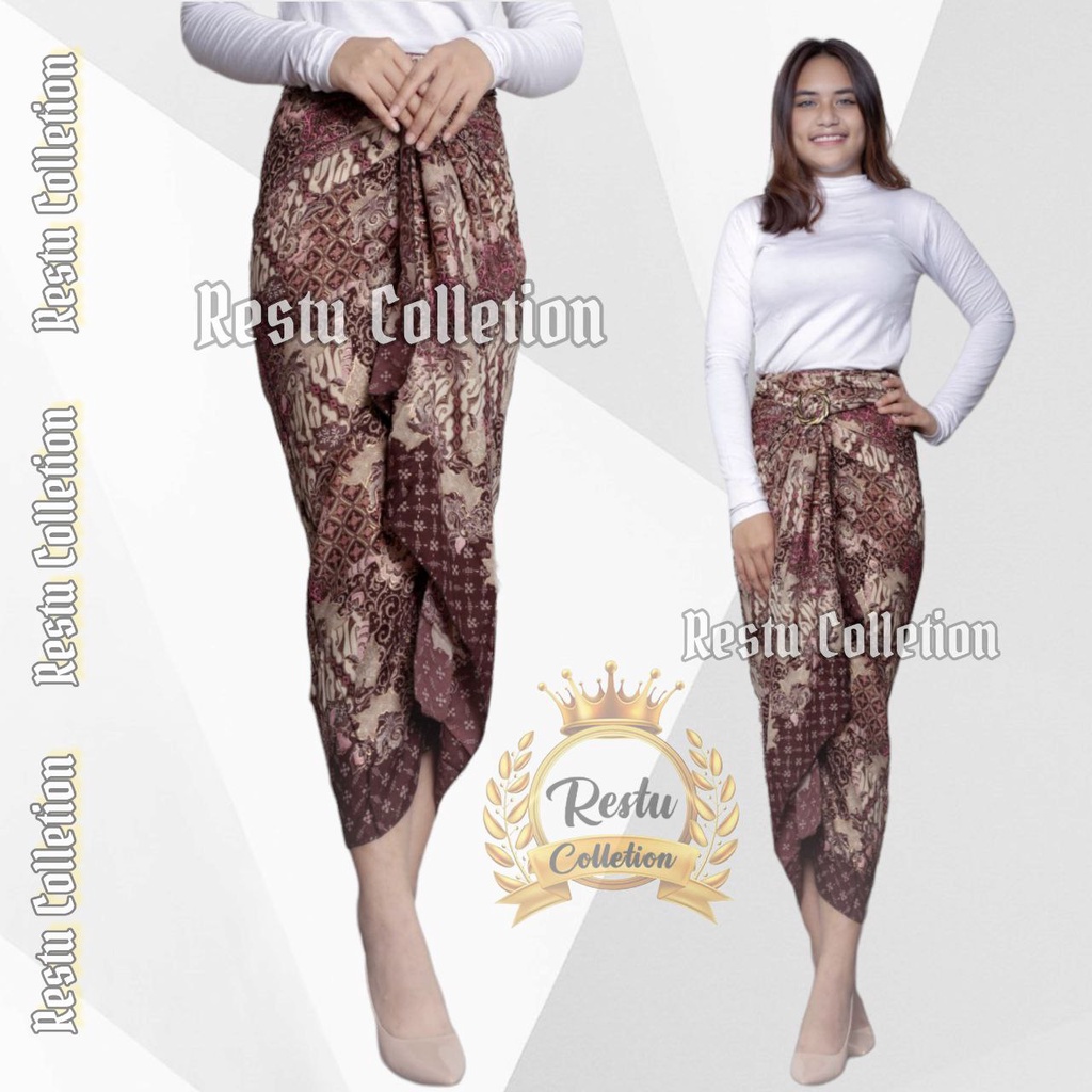 { COD } Rok Lilit Warp Skirt Serut Batik Songket Jumputan Panjang Wanita Bawahan Kebaya Kondangan Nikahan Wisuda Modern Cewek Bahan Sutra HQ Premium All Size By Restu Colletion Motif Lili Silver