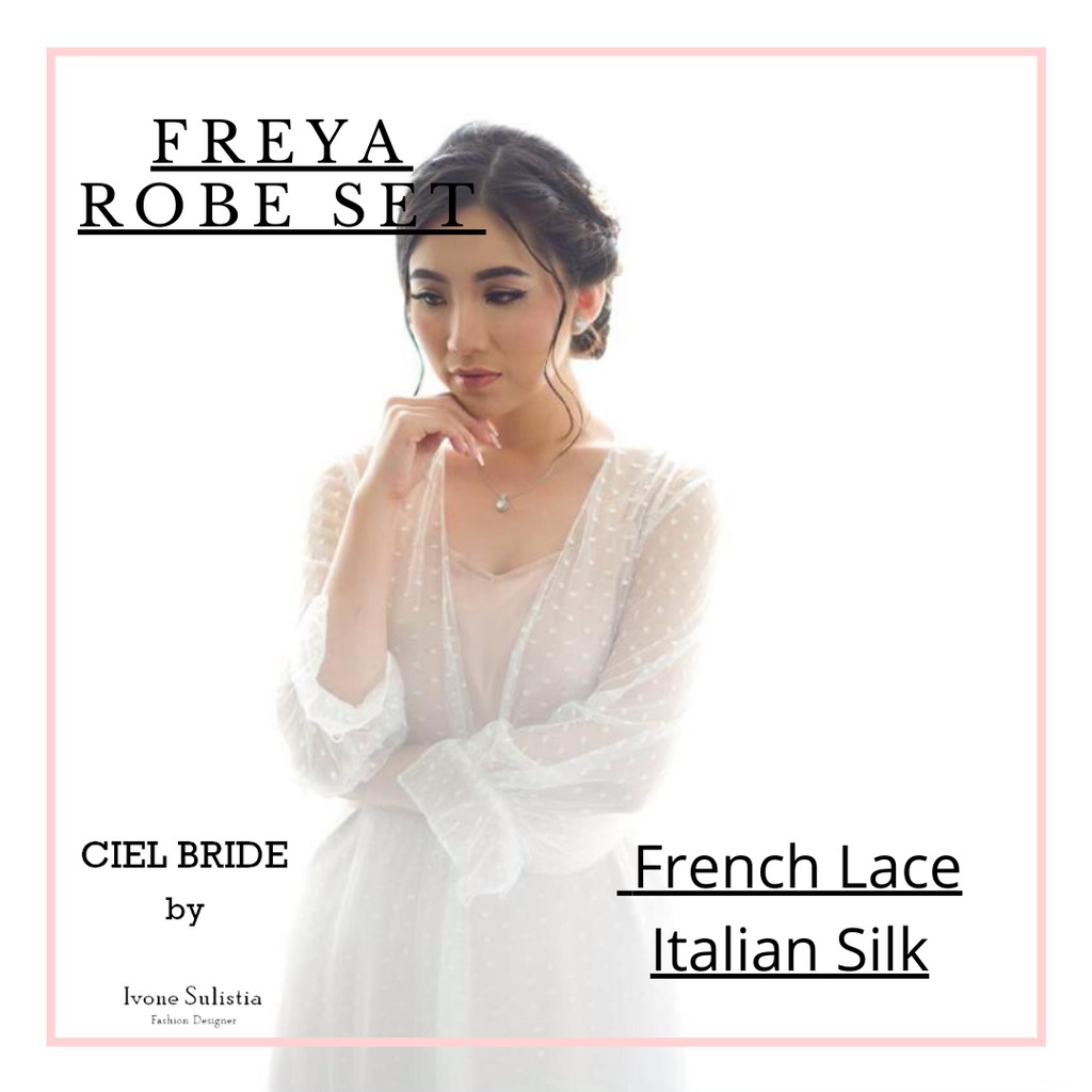 Freya robe full set bridal robe kimono lingerie pengantin