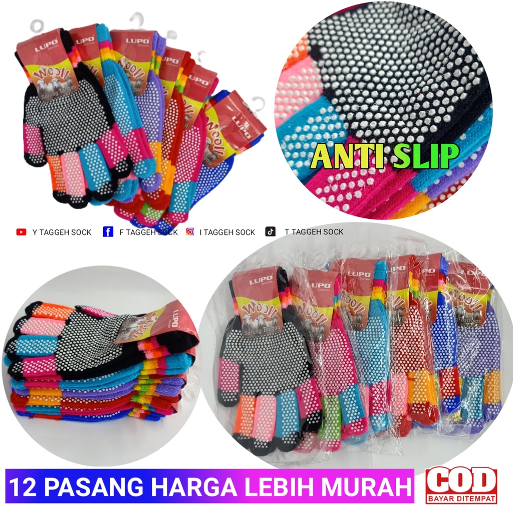 SARUNG TANGAN ANTI SLIP WANITA / SARUNG TANGAN WARNA WARNI KEREN