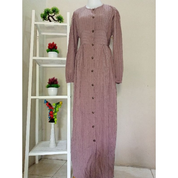 GAMIS LESTI MEWAH CRINCLE SERAT KAYU