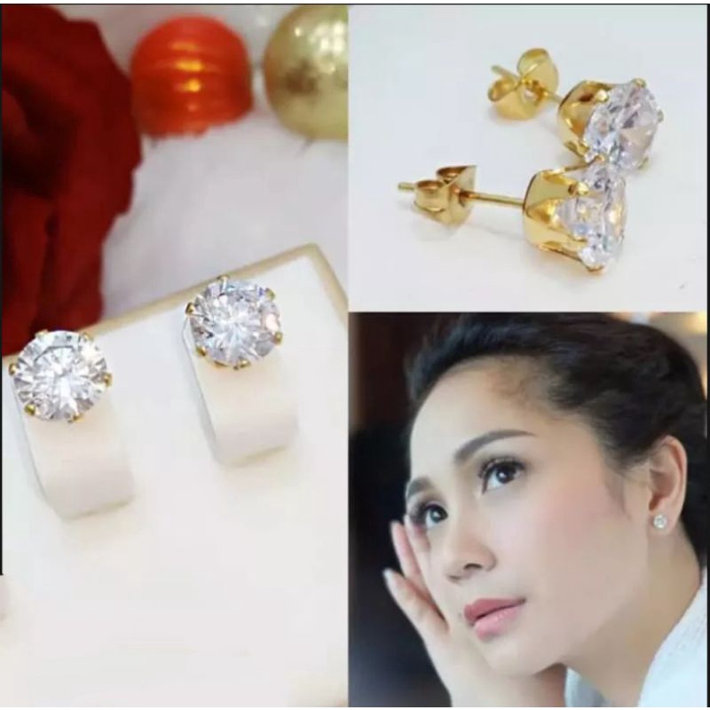 Anting Tusuk Mata Satu Lapis Emas Anti Karat
