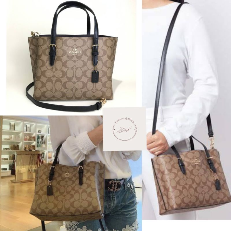 Coach C4250 Mollie Tote 25 Signature Khaki/Black/tas coach ori/coach authentic