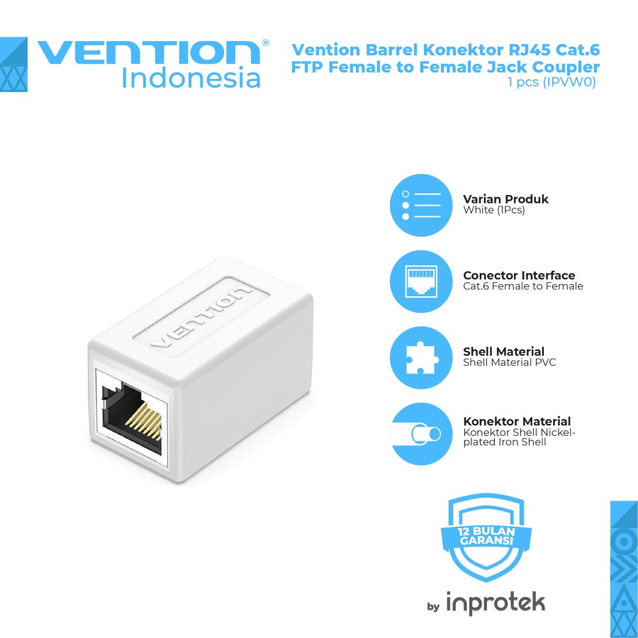 Vention Barrel Konektor RJ45 Cat.6 FTP Female to Female Jack Coupler