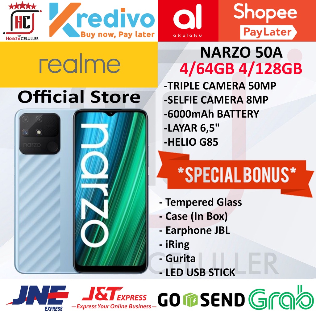 REALME NARZO 50A 4/128GB 4/64GB RAM 4GB ROM 128GB 64GB GARANSI RESMI REALME INDONESIA