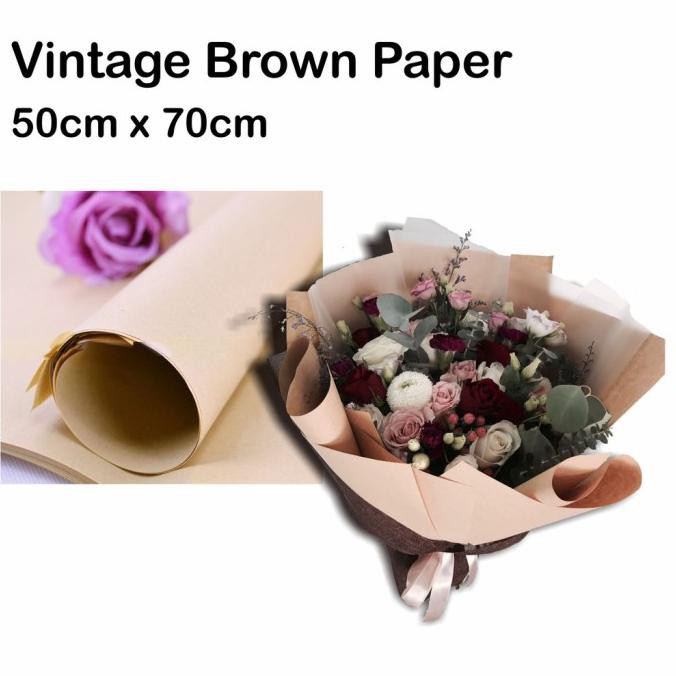 

Bc593 Vintage Brown Paper 50 Lembar - Wrapping Bunga Murah - Kertas Sa Patio789