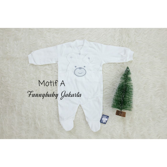 jumpsuit bayi putih polos / dress bayi putih polos / baju bayi