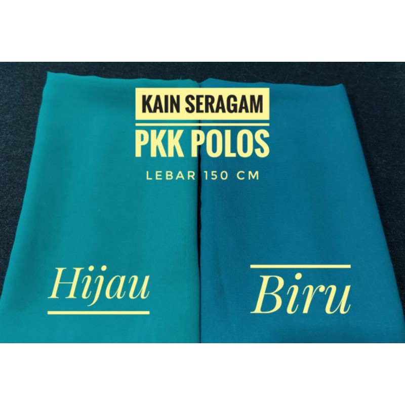 Kain seragam PKK polos hijau dan biru