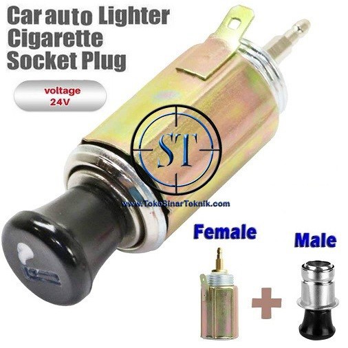 Auto Socket Lighter Dc 12V / 24V Colokan Rokok Mobil Truck Cigarette Car Truk Pemantik Socket Universal