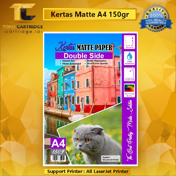 Kertas Matte Paper Double Side A4 150gsm, Kertas Matte Printer A4 1pack / 50pcs