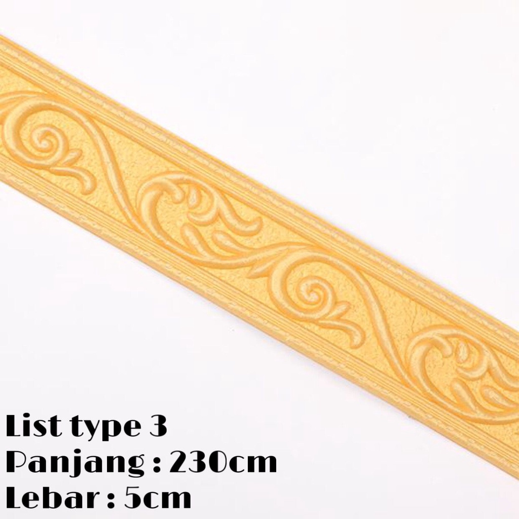 Wallpaper Foam 3D List / Stiker Dinding Atas / Wall Sticker List - 5MM-Klasik Gold Y018