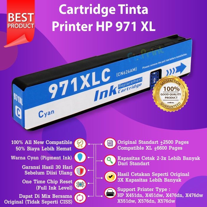 Cartridge Tinta HP 970 971 XL 970XL 971XL Compatible X451dn X476dw 576